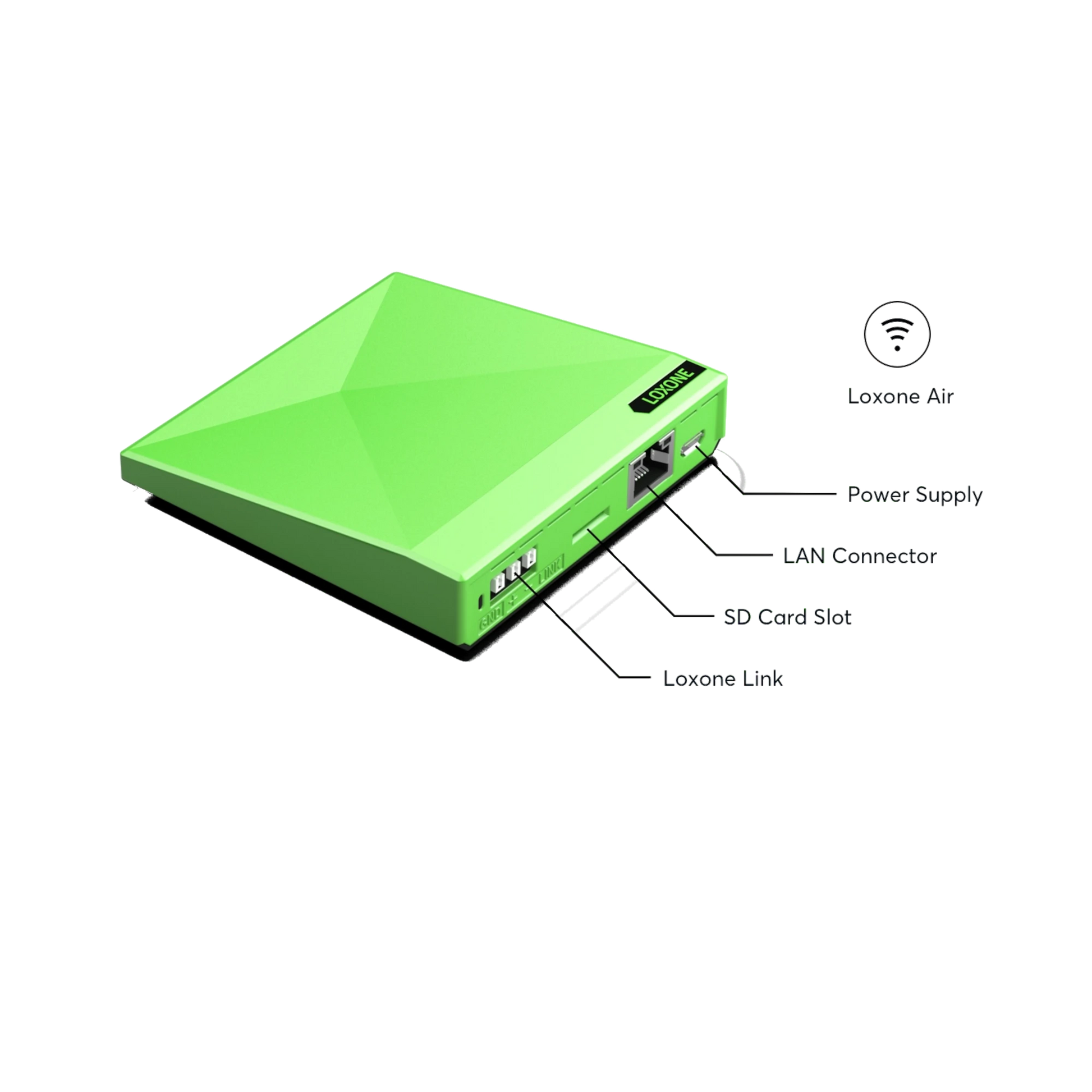 Loxone Miniserver Go Frontansicht inklusive Details