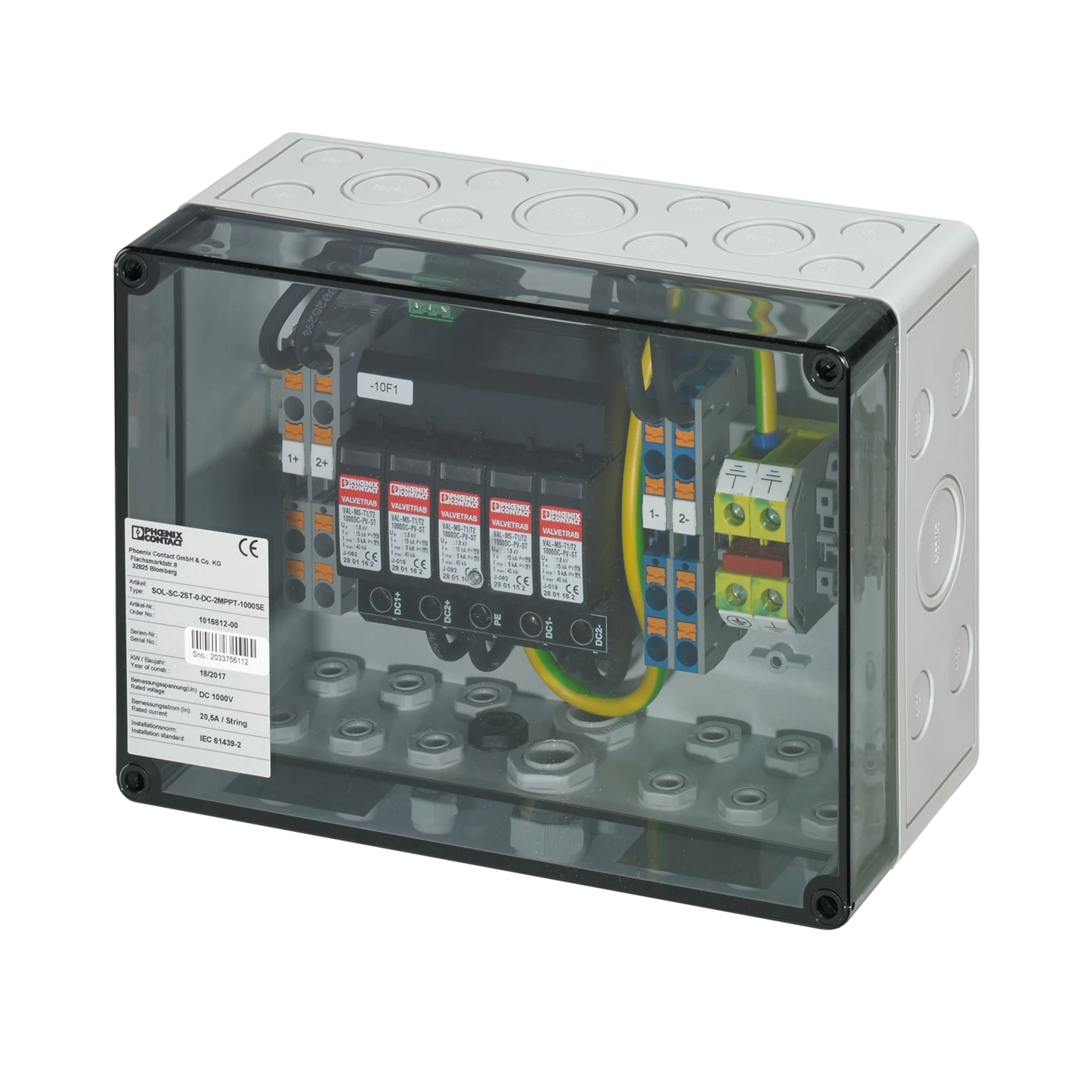 Phoenix Contact SOL-SC-2ST-0-DC-2MPPT-1000SE Generatoranschlusskasten Frontansicht