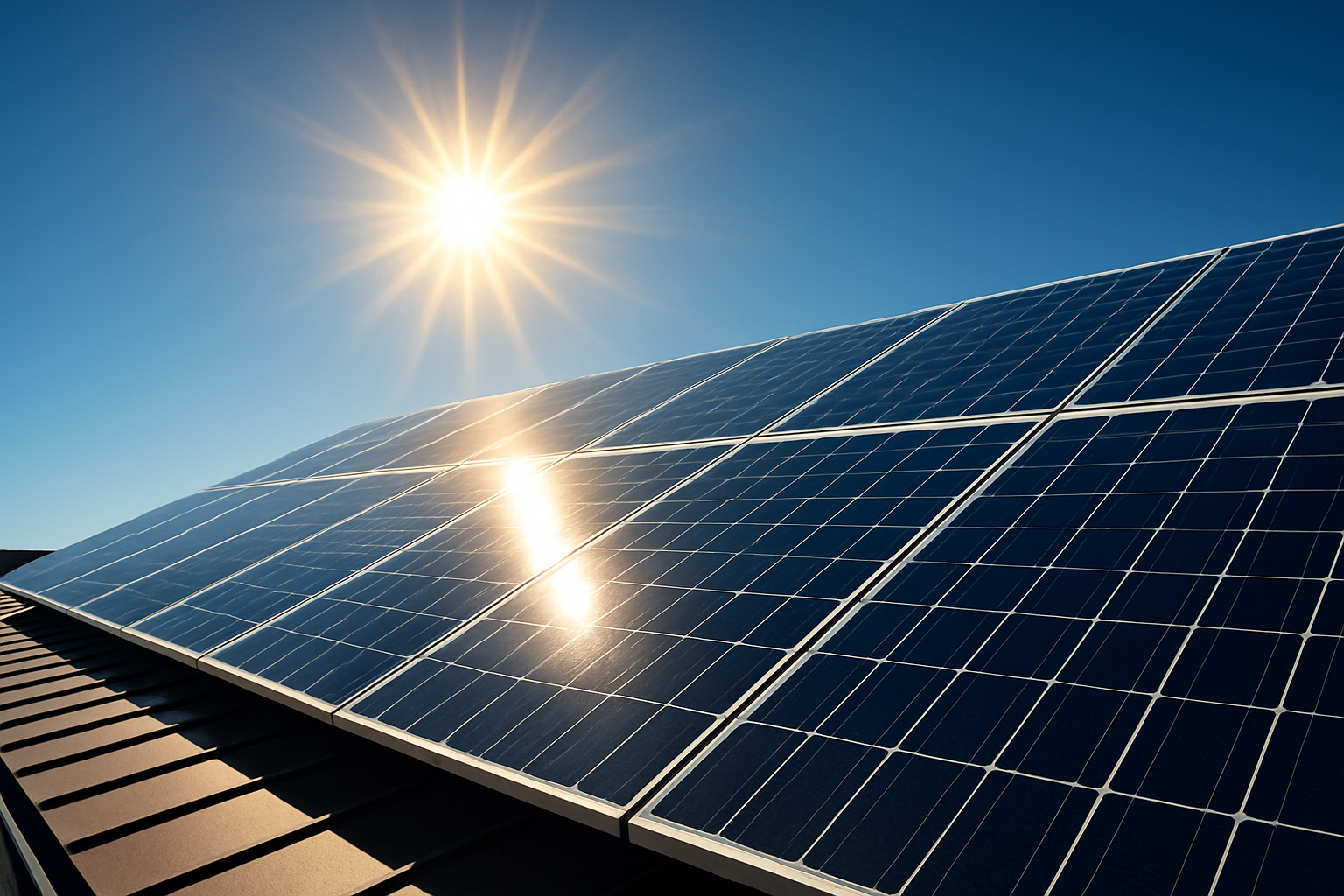 Photovoltikanlage oder einzelnes Modul mit Sonne 